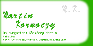 martin kormoczy business card