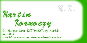 martin kormoczy business card